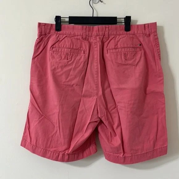 Tommy Hilfiger Salmon Red Pink 9" Bermuda Twill Flat Front Chino Shorts Size 36 - Picture 5 of 8